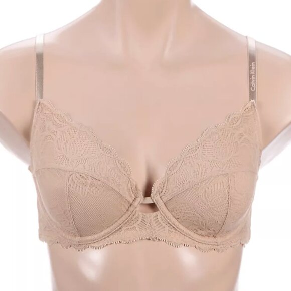 NWT Calvin Klein Seductive Comfort Lace Unlined Full Coverage Bra QF1741, 34D - Picture 1 of 2